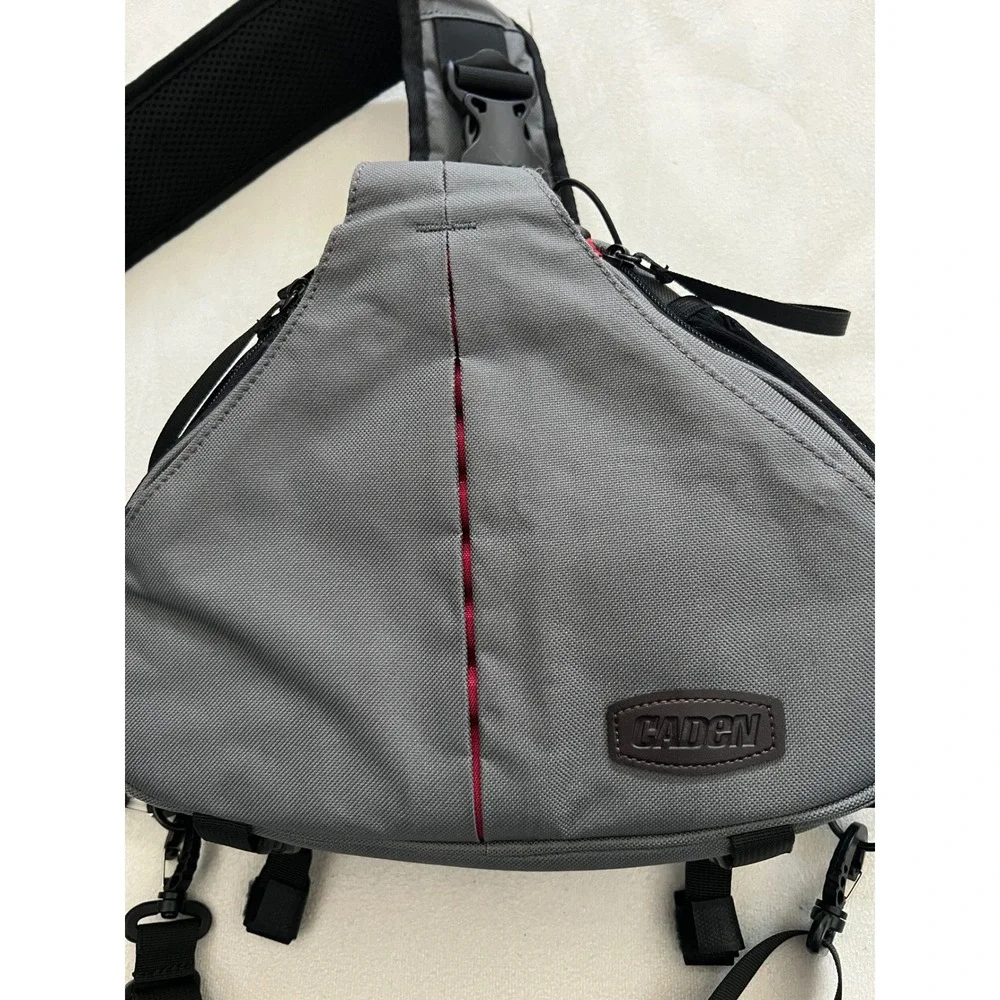 Caden Sling Camera Bag Gray Red DSLR Mirrorless Case Padded Crossbody Backpack